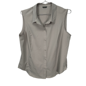 Eddie‎ Bauer Grey Beige Sleeveless Button Up XL